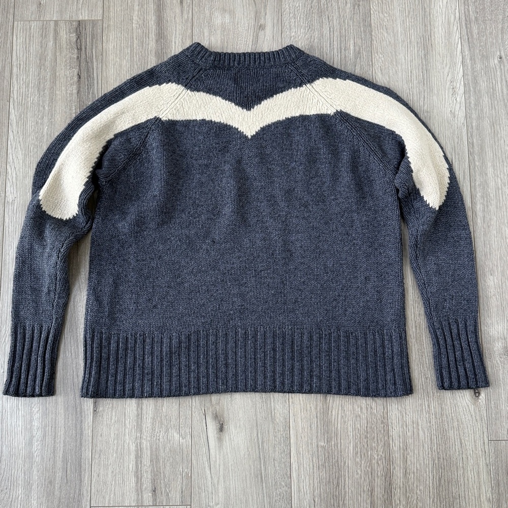 Evisu Vintage 100% Wool Crew Neck Sweater with Cream Accents - Picture 3 of 8